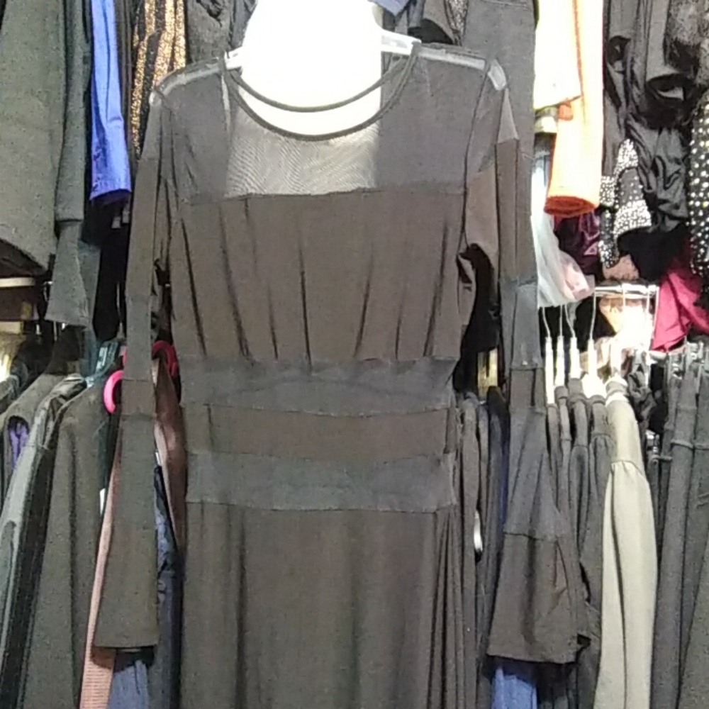 Black mesh long stretchy dress size XL - Picture 2 of 5